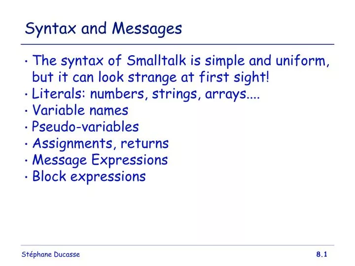 syntax and messages
