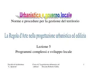 norme e procedure per la gestione del territorio