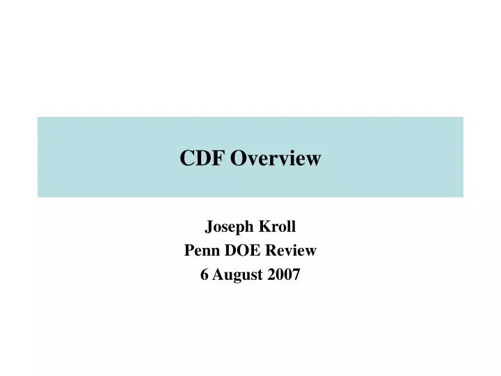 cdf overview