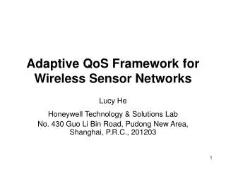 Adaptive QoS Framework for Wireless Sensor Networks