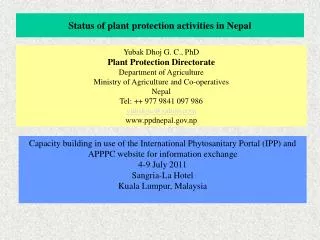 Status of plant protection activities in Nepal
