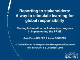 Reporting to stakeholders: A way to stimulate learning for global responsibility