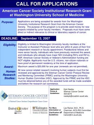 American Cancer Society Institutional Research Grant at Washington University School of Medicine