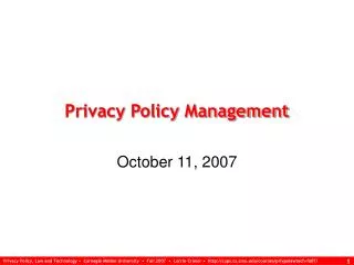 Privacy Policy Management