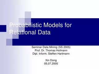 probabilistic models for relational data