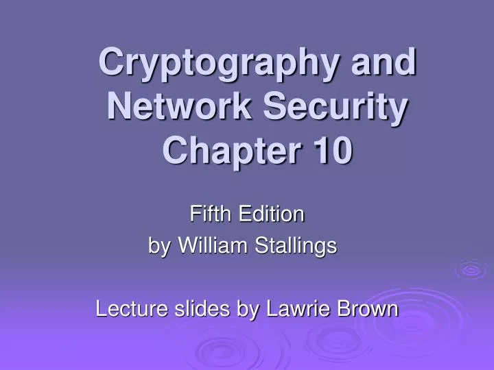 cryptography and network security chapter 10