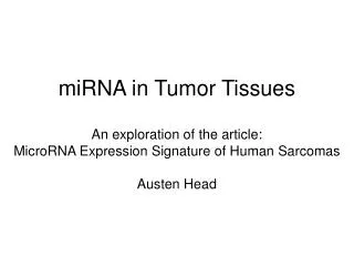 miRNA in Tumor Tissues