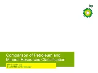 Comparison of Petroleum and Mineral Resources Classification