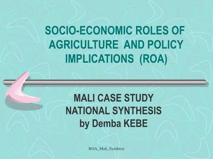socio economic roles of agriculture and policy implications roa