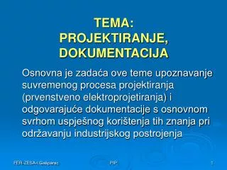 tema projektiranje dokumentacija