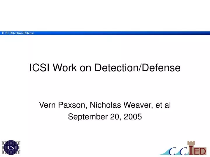 icsi work on detection defense