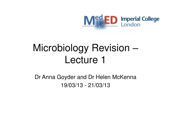 microbiology revision lecture 1