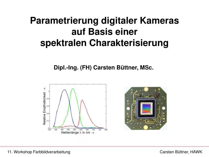 parametrierung digitaler kameras auf basis einer spektralen charakterisierung