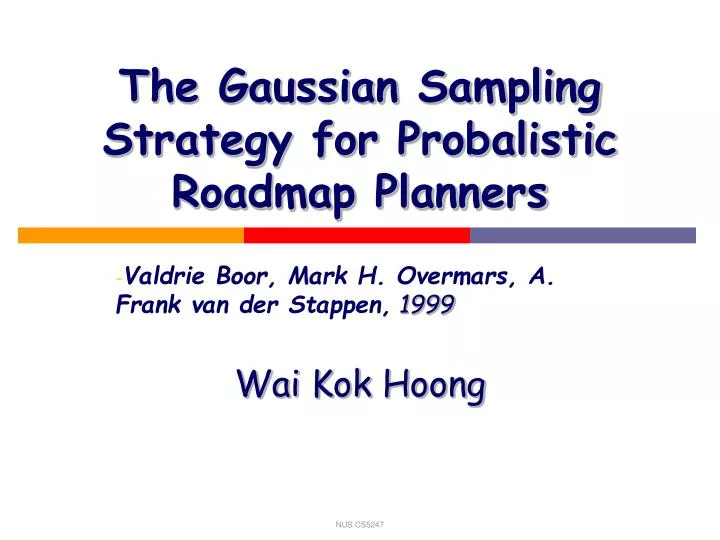 the gaussian sampling strategy for probalistic roadmap planners