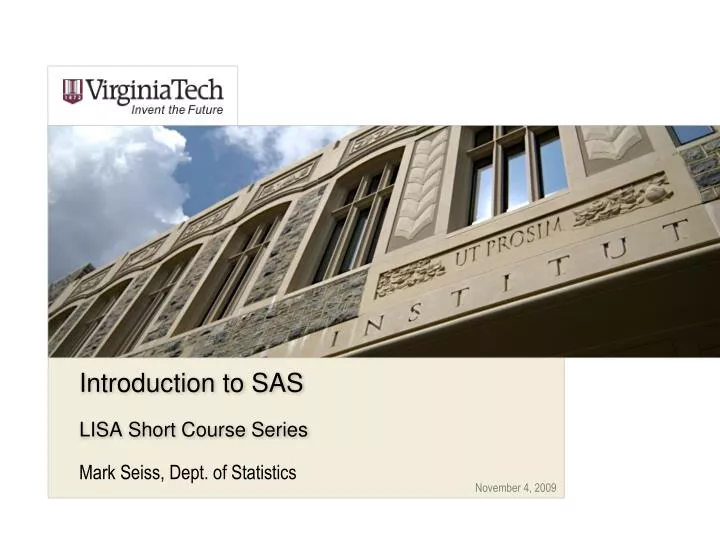 introduction to sas lisa short course series