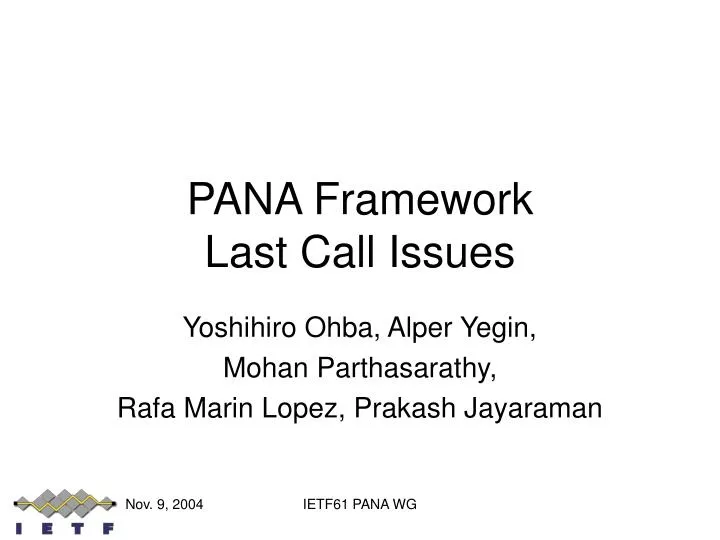 pana framework last call issues