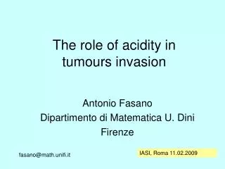 The role of acidity in tumours invasion