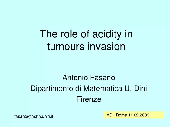 the role of acidity in tumours invasion