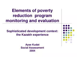 Elements of poverty reduction program monitoring and evaluation