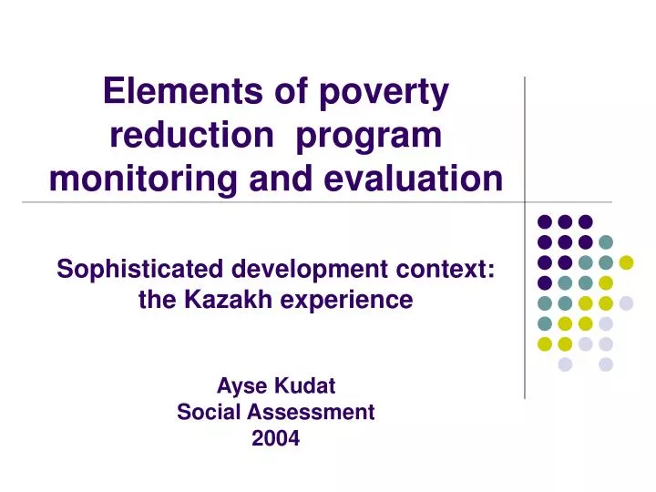 elements of poverty reduction program monitoring and evaluation