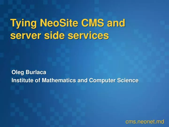 tying neosite cms and server side services