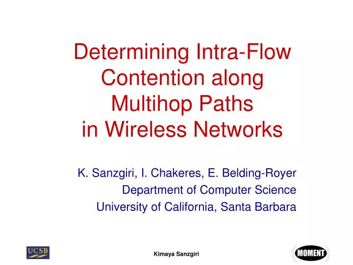 determining intra flow contention along multihop paths in wireless networks