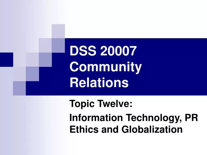 dss 20007 community relations