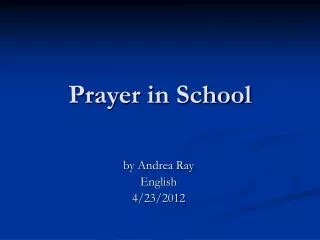 Prayer in School