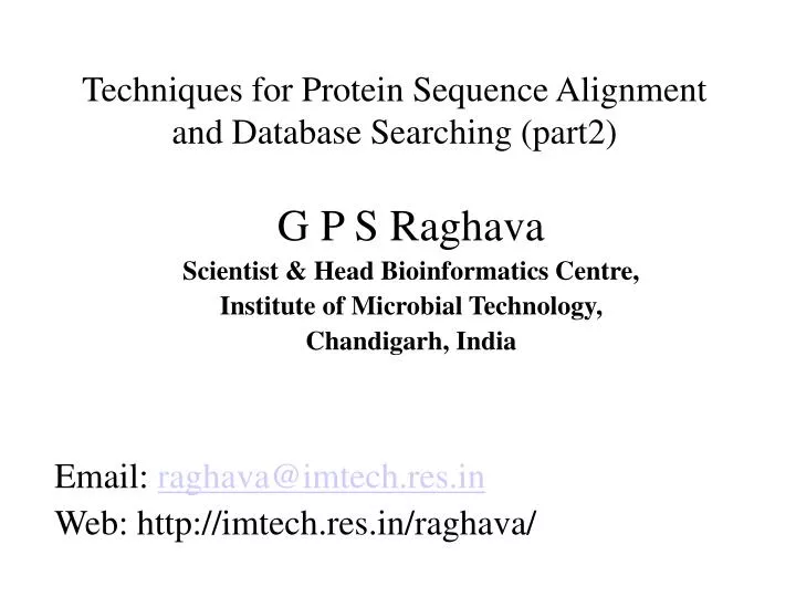 techniques for protein sequence alignment and database searching part2