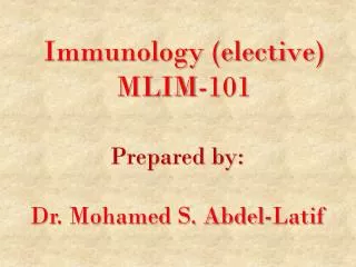 Immunology (elective) MLIM-101