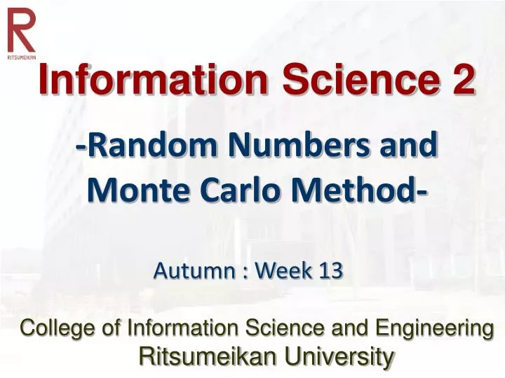 information science 2 random numbers and monte carlo method