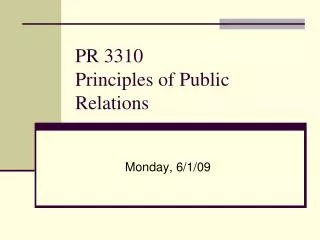 PR 3310 Principles of Public Relations