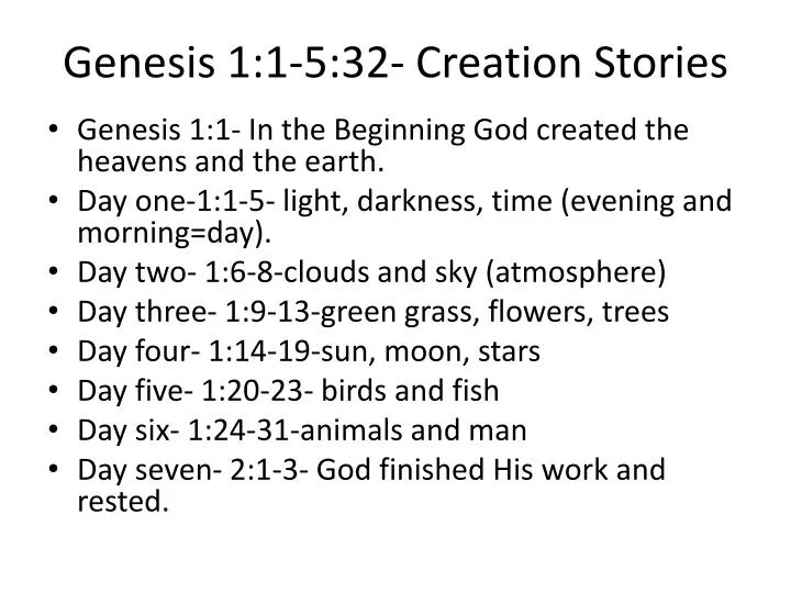 genesis 1 1 5 32 creation stories