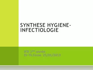 synthese hygiene infectiologie