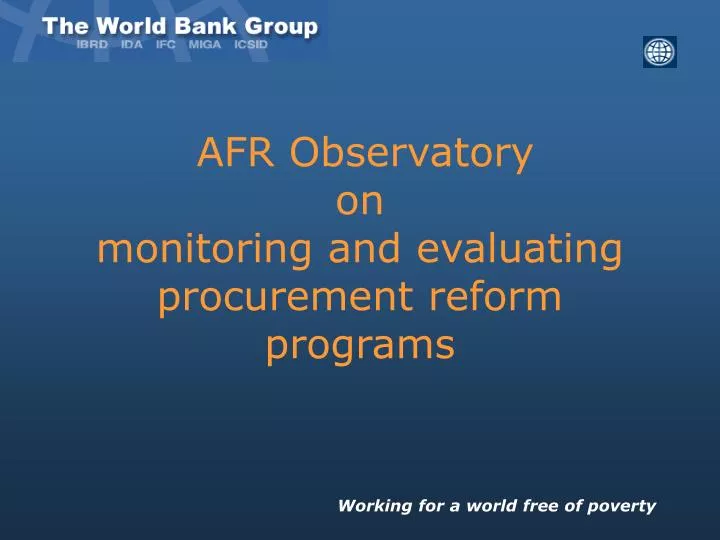afr observatory on monitoring and evaluating procurement reform programs