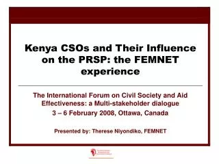 Kenya CSOs and Their Influence on the PRSP: the FEMNET experience