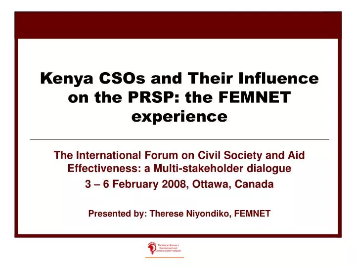 kenya csos and their influence on the prsp the femnet experience