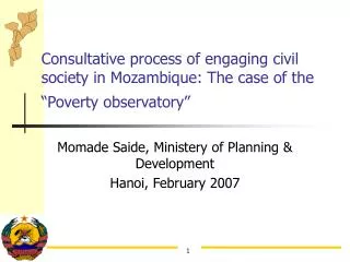 Momade Saide, Ministery of Planning &amp; Development Hanoi, February 2007