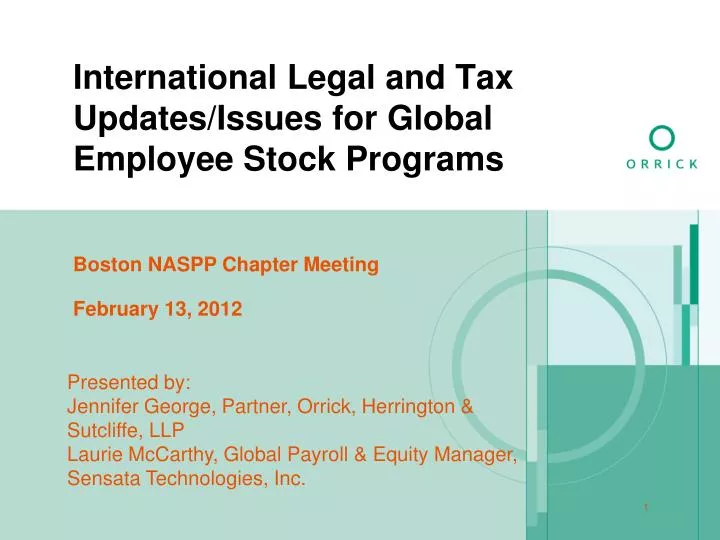 international legal and tax updates issues for global employee stock programs