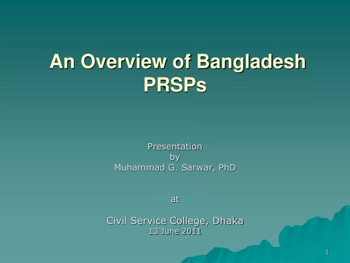 an overview of bangladesh prsps