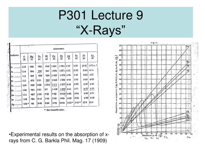 p301 lecture 9 x rays