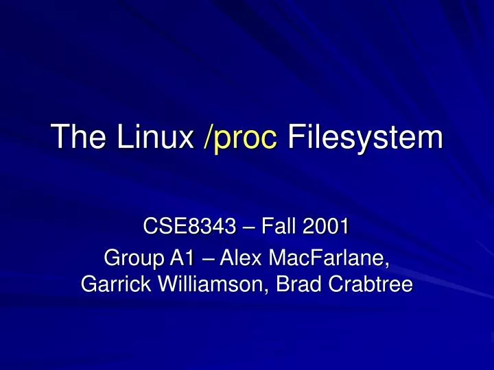 the linux proc filesystem