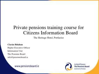 Private pensions training course for Citizens Information Board The Heritage Hotel, Portlaoise