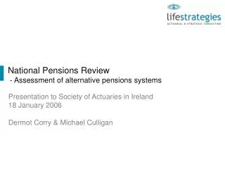 National Pensions Review - Assessment of alternative pensions systems