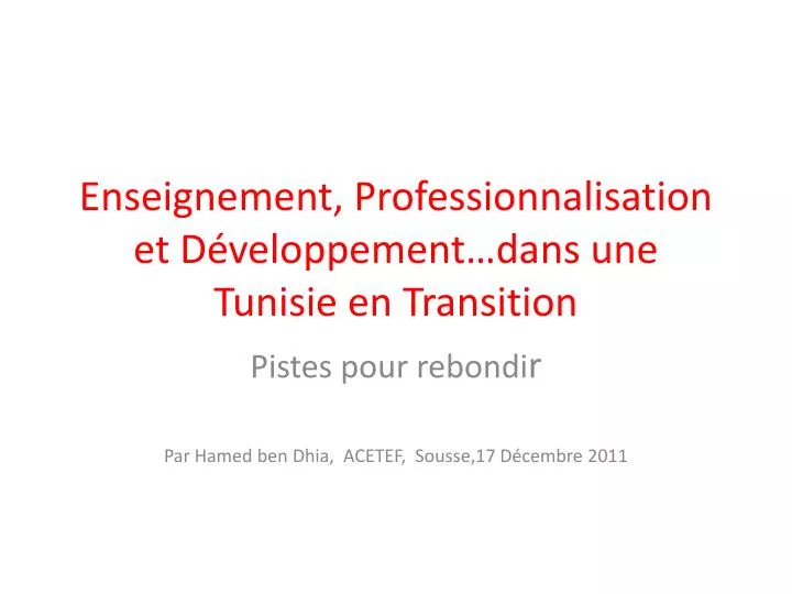 enseignement professionnalisation et d veloppement dans une tunisie en transition