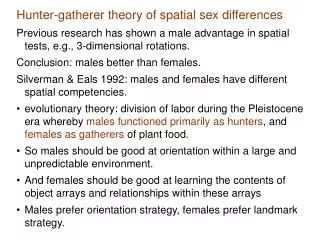 Hunter-gatherer theory of spatial sex differences