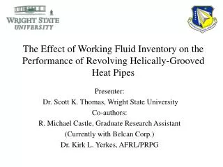 The Effect of Working Fluid Inventory on the Performance of Revolving Helically-Grooved Heat Pipes