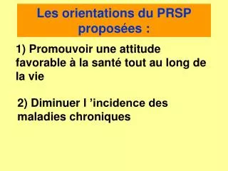 les orientations du prsp propos es