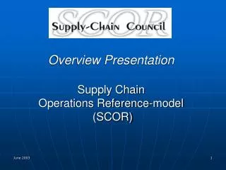 Overview Presentation Supply Chain Operations Reference-model (SCOR)