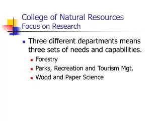 College of Natural Resources Focus on Research